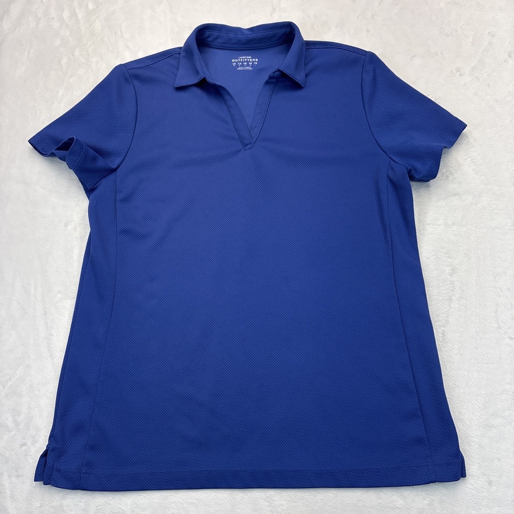 Lands' End Outfitters Women's Polo Shirt Size M Blue Short Sleeve Casual